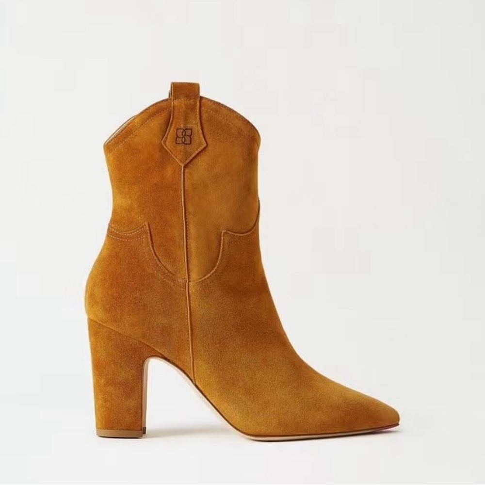 MAVETTE Cowboy Booties Suede Chesnut Made‎ in Italy Sz 39